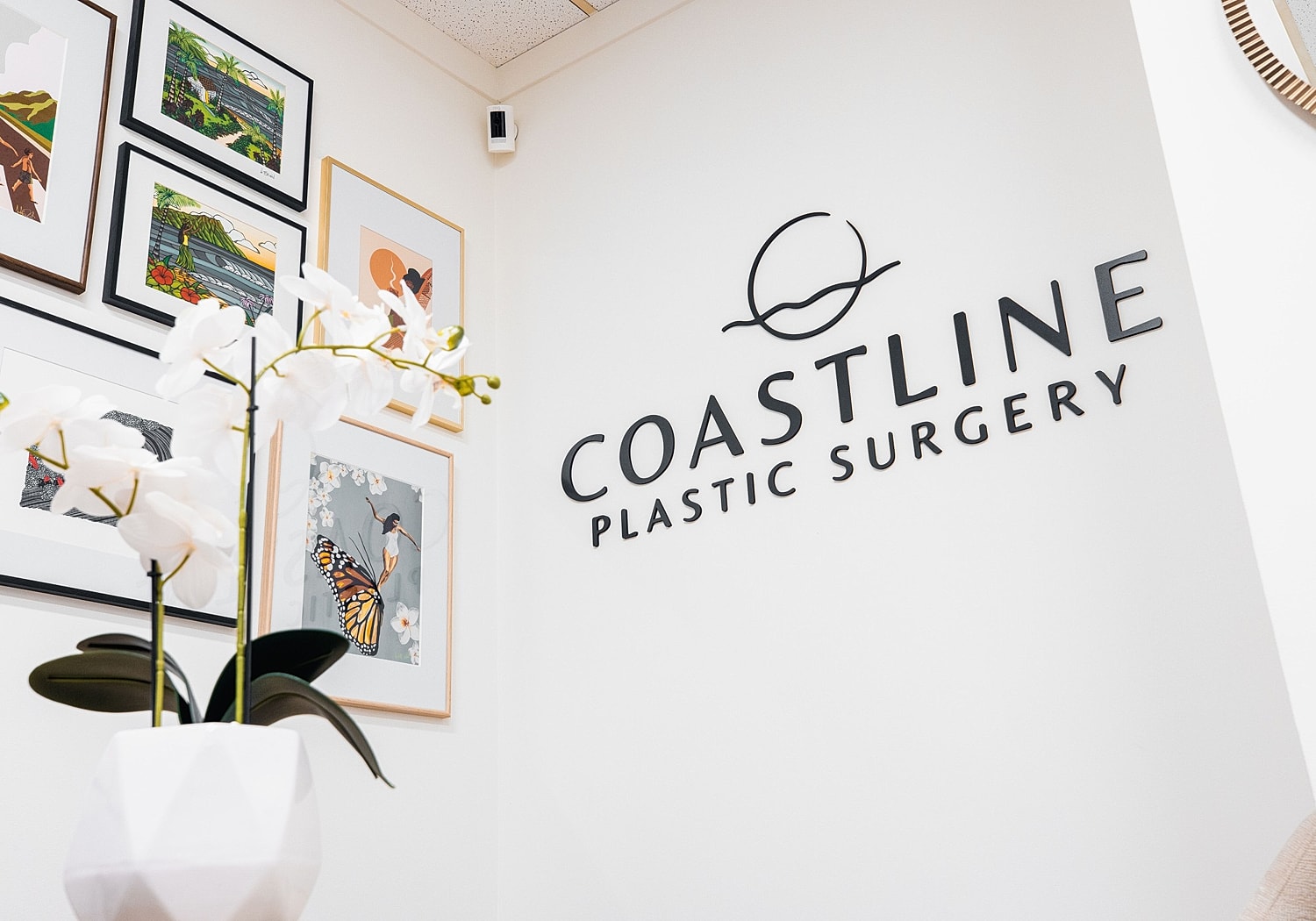 Coastline Plastic Surgery office with decorative art.