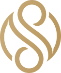 Elegant gold monogram design on black background